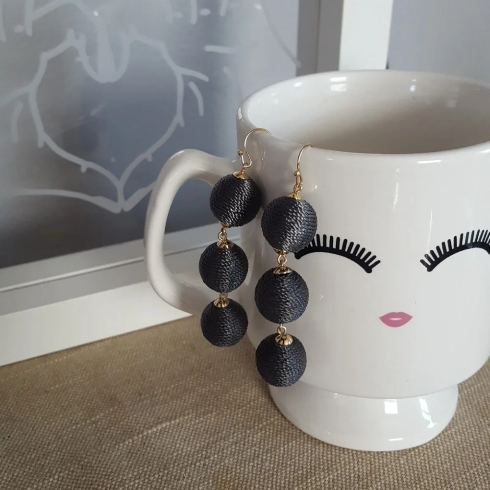 Macy’s statement Grey bon bon earrings NEW